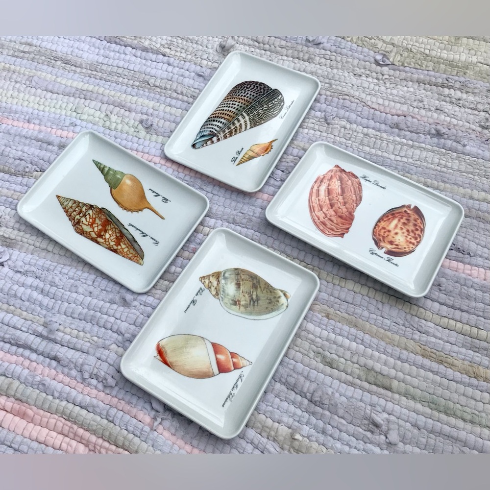 RDE IMPORTS Made In Italy Set 4 Seashell Beach Trays Beachy Home Room Decor